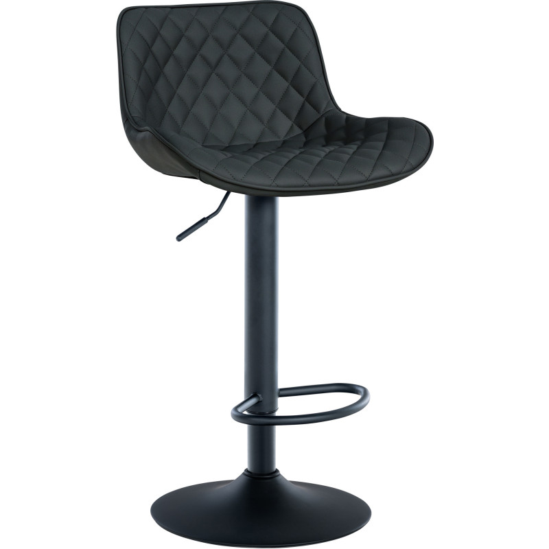 Tabouret de bar moderne matelassé en Polyuréthane Noir Métal Noir Simeon - 1