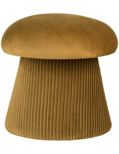 Pouf original Chapignon Rond Velours Ocre Bois MDF Hampton - 1