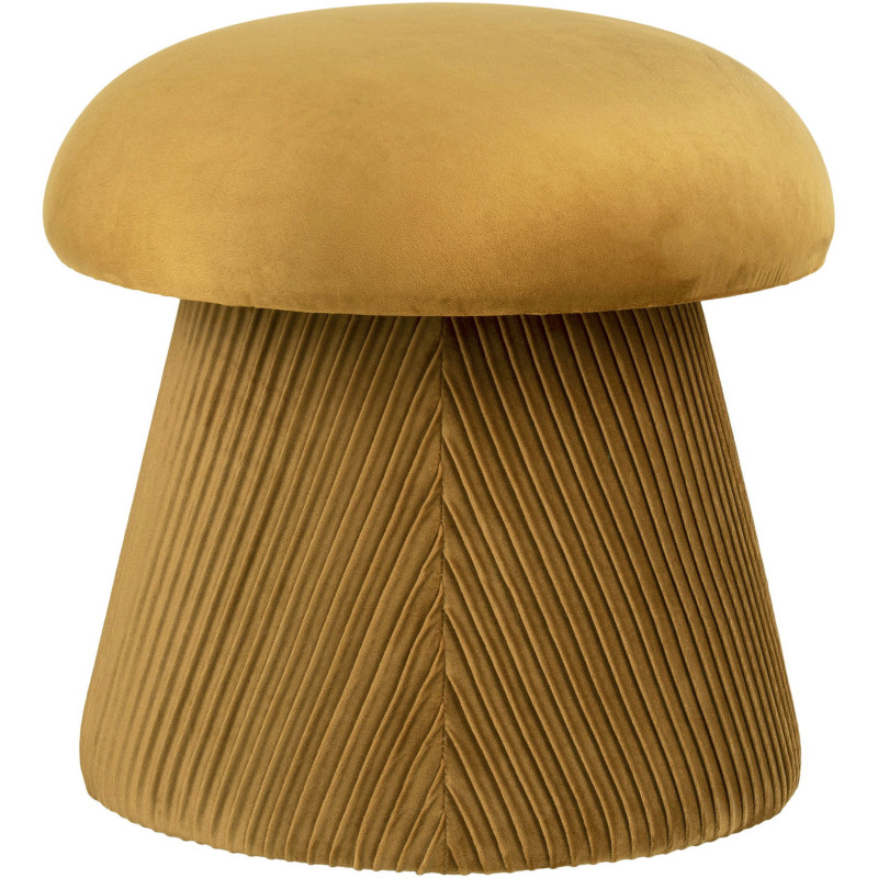 Pouf original Chapignon Rond Velours Ocre Bois MDF Hampton - 3