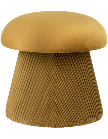 Pouf original Chapignon Rond Velours Ocre Bois MDF Hampton - 3