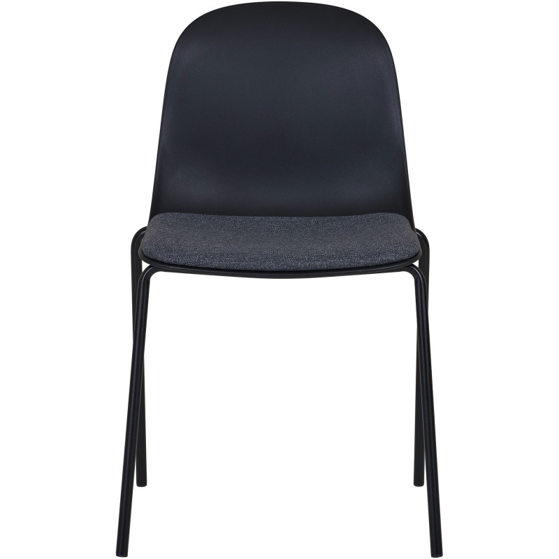 Chaise moderne Tissu Métal Plastique moulé Noir Madalena (Lot de 2) - 3