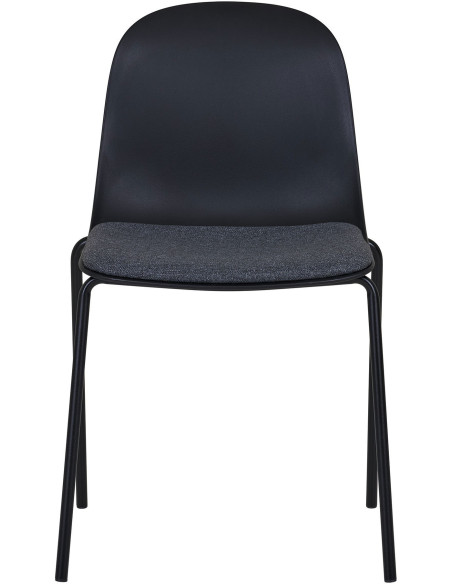Chaise moderne Tissu Métal Plastique moulé Noir Madalena (Lot de 2) - 3