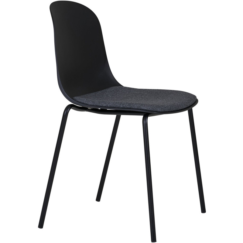 Chaise moderne Tissu Métal Plastique moulé Noir Madalena (Lot de 2) - 4