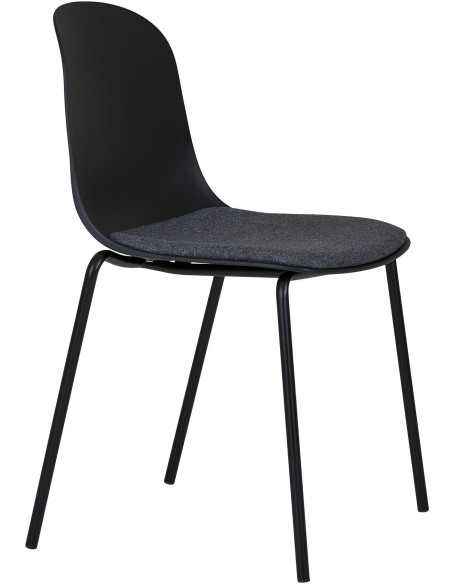 Chaise moderne Tissu Métal Plastique moulé Noir Madalena (Lot de 2) - 4