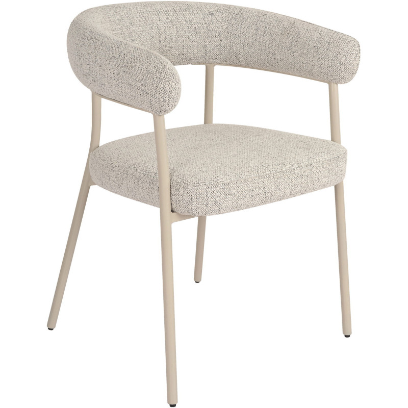 Fauteuil de table bouclette Tissu Sable Bouclé Métal Gris Trivio (Lot de 2) - 1