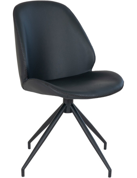 Chaise moderne pivotante Polyuréthane Noir Métal Noir Monte Carlo (Lot de 2) - 1