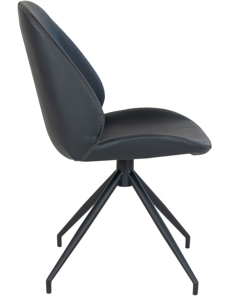 Chaise moderne pivotante Polyuréthane Noir Métal Noir Monte Carlo (Lot de 2) - 4