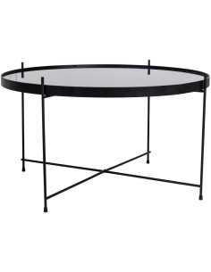 Table basse moderne Ronde Métal Noir Verre Venezia - 1