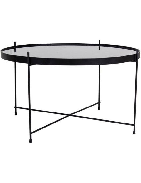 Table basse moderne Ronde Métal Noir Verre Venezia - 1