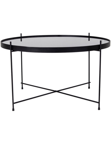 Table basse moderne Ronde Métal Noir Verre Venezia - 3