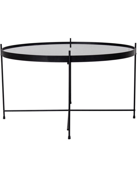 Table basse moderne Ronde Métal Noir Verre Venezia - 4