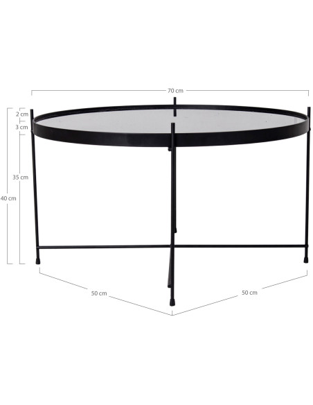 Table basse moderne Ronde Métal Noir Verre Venezia - 5