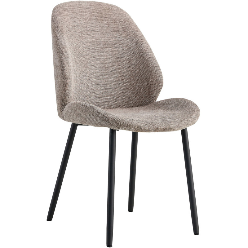 Chaise moderne Tissu Gris pierre Métal Noir Monte Carlo (Lot de 2) - 1