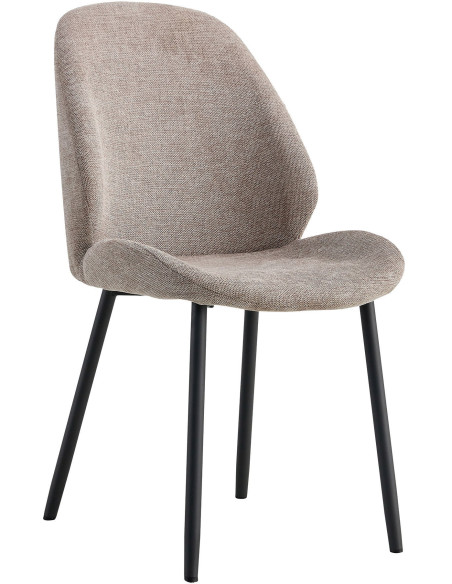 Chaise moderne Tissu Gris pierre Métal Noir Monte Carlo (Lot de 2) - 1