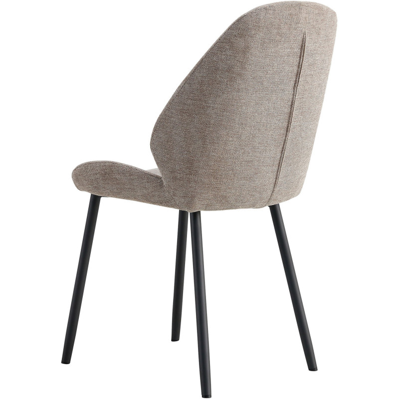 Chaise moderne Tissu Gris pierre Métal Noir Monte Carlo (Lot de 2) - 3