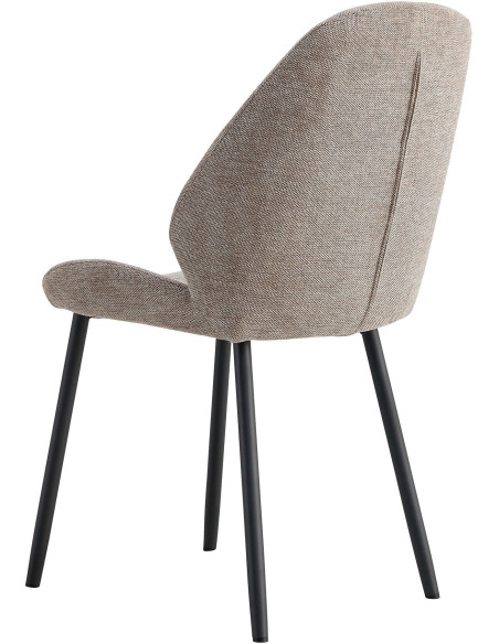 Chaise moderne Tissu Gris pierre Métal Noir Monte Carlo (Lot de 2) - 3