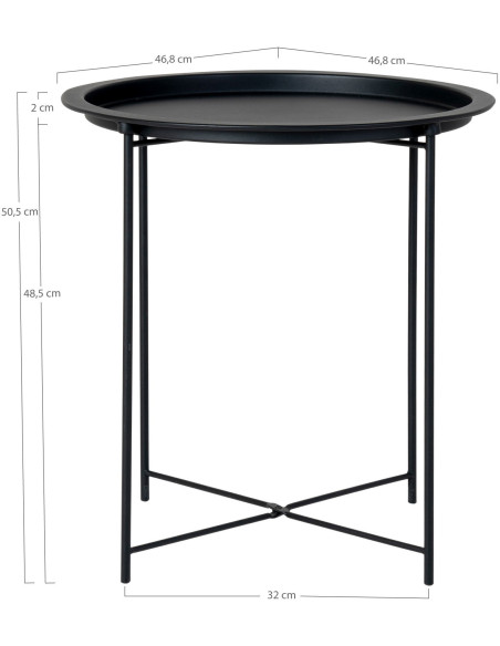 Table d'appoint moderne Ronde Métal Noir Bastia - 3