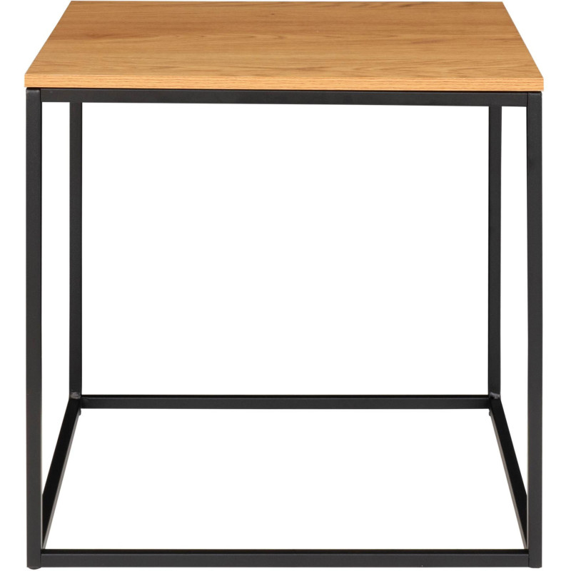 Table d'appoint moderne Carrée Métal Noir Panneau de particules Feuille de mélamine Naturel Effet chêne Vita - 3