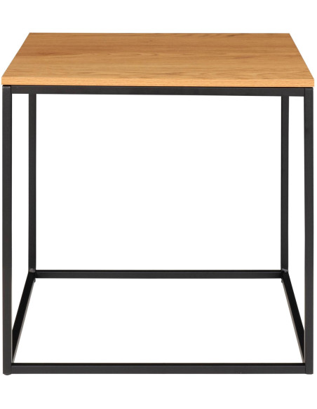 Table d'appoint moderne Carrée Métal Noir Panneau de particules Feuille de mélamine Naturel Effet chêne Vita - 3