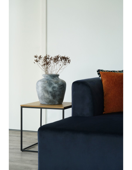 Table d'appoint moderne Carrée Métal Noir Panneau de particules Feuille de mélamine Naturel Effet chêne Vita - 10