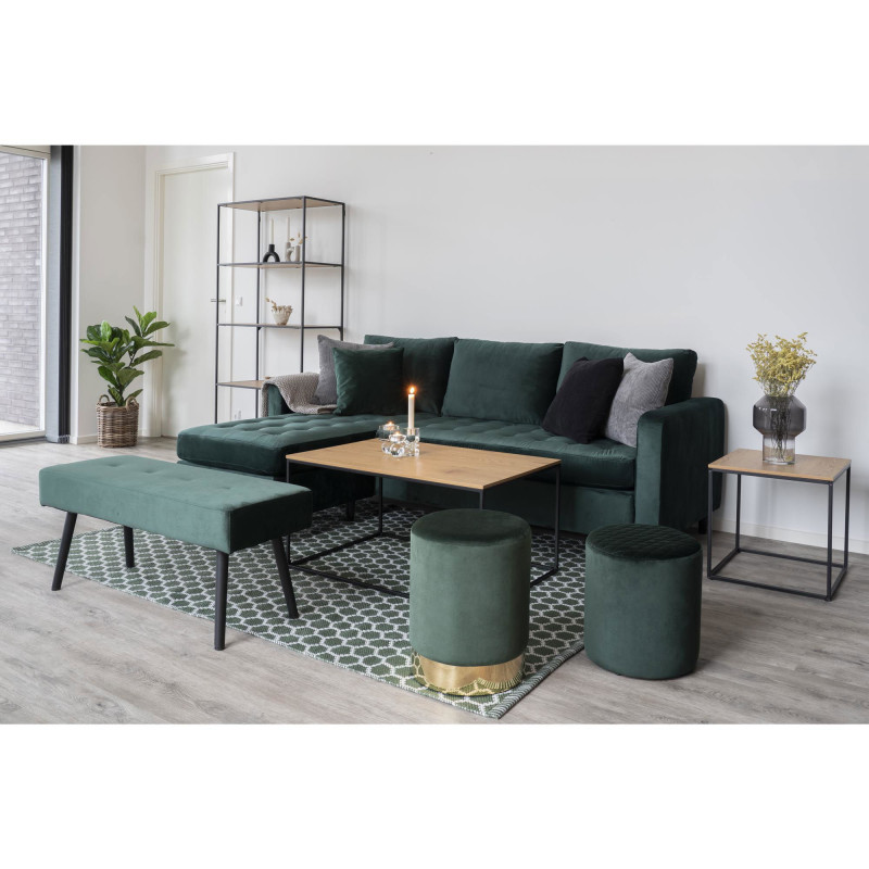 Table basse moderne Rectangulaire Métal Noir Panneau de particules Feuille de mélamine Naturel Effet chêne Vita - 2