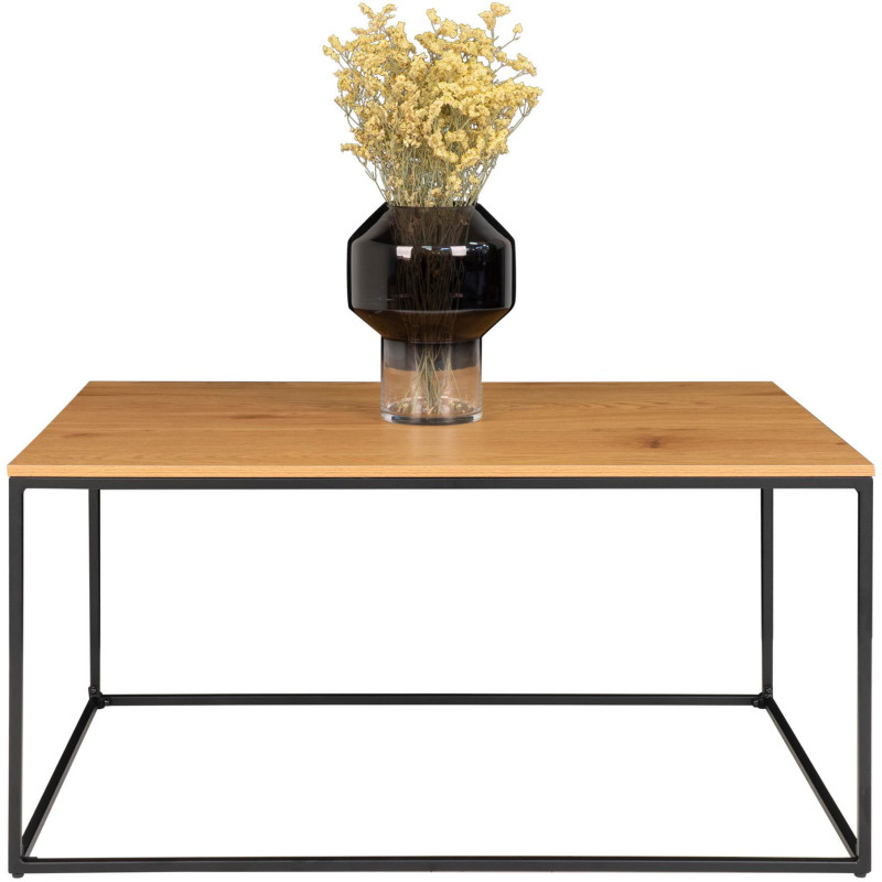 Table basse moderne Rectangulaire Métal Noir Panneau de particules Feuille de mélamine Naturel Effet chêne Vita - 6