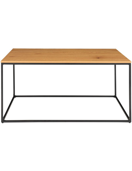 Table basse moderne Rectangulaire Métal Noir Panneau de particules Feuille de mélamine Naturel Effet chêne Vita - 3