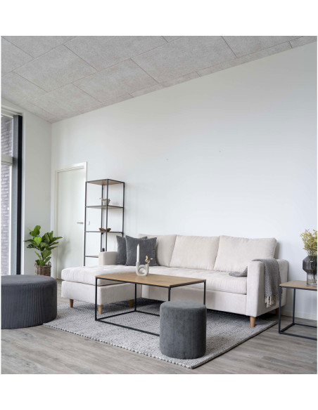 Table basse moderne Rectangulaire Métal Noir Panneau de particules Feuille de mélamine Naturel Effet chêne Vita - 7