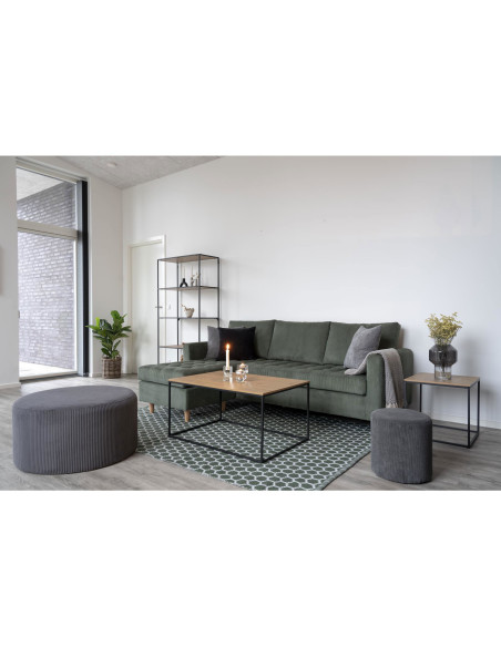 Table basse moderne Rectangulaire Métal Noir Panneau de particules Feuille de mélamine Naturel Effet chêne Vita - 8