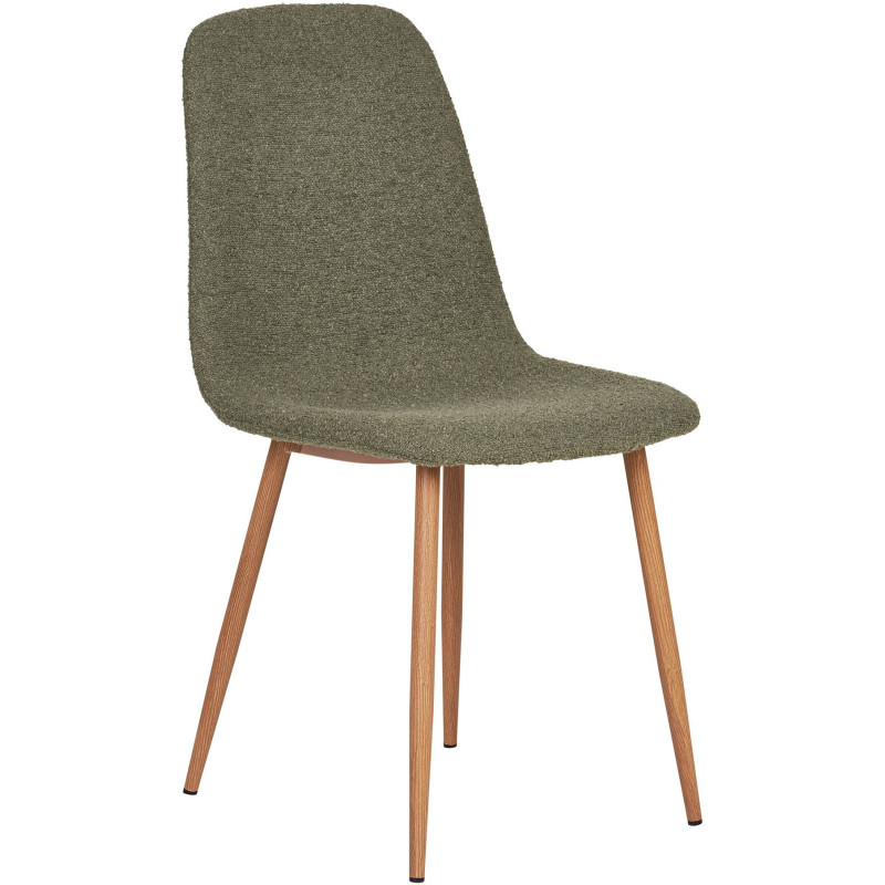 Chaise moderne bouclette Tissu Vert foncé Bouclé Métal Naturel Effet bois Stockholm (Lot de 2) - 1