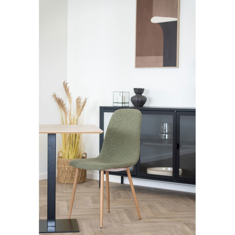 Chaise moderne bouclette Tissu Vert foncé Bouclé Métal Naturel Effet bois Stockholm (Lot de 2) - 2