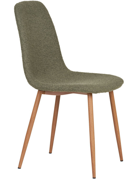 Chaise moderne bouclette Tissu Vert foncé Bouclé Métal Naturel Effet bois Stockholm (Lot de 2) - 4