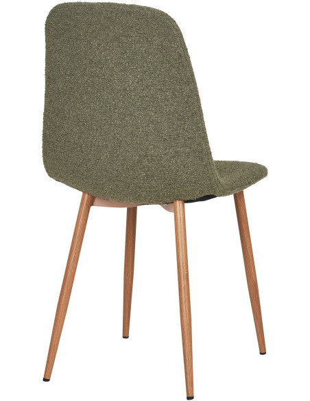 Chaise moderne bouclette Tissu Vert foncé Bouclé Métal Naturel Effet bois Stockholm (Lot de 2) - 5
