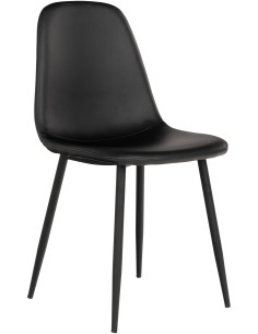 Chaise moderne Polyuréthane Noir Métal Noir Stockholm (Lot de 2) - 1