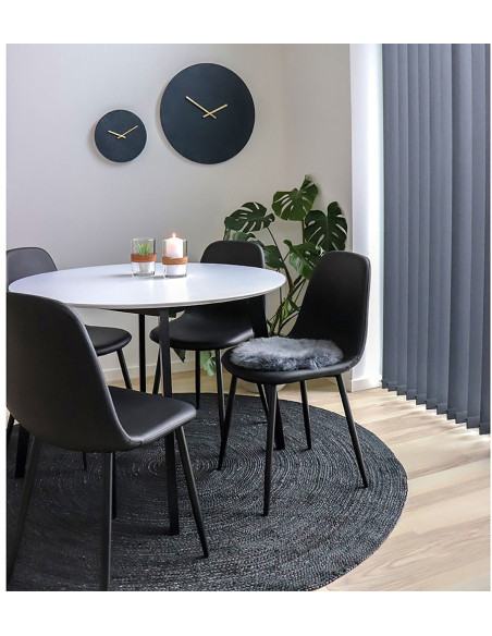 Chaise moderne Polyuréthane Noir Métal Noir Stockholm (Lot de 2) - 2