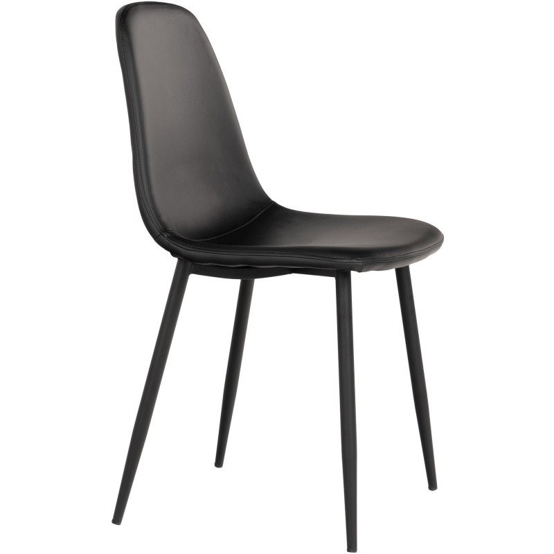 Chaise moderne Polyuréthane Noir Métal Noir Stockholm (Lot de 2) - 4