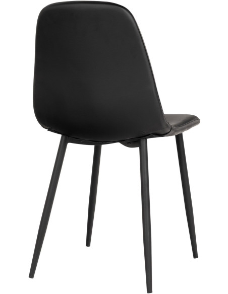 Chaise moderne Polyuréthane Noir Métal Noir Stockholm (Lot de 2) - 5