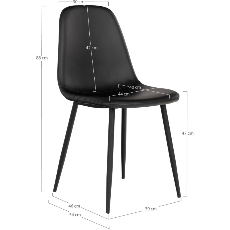Chaise moderne Polyuréthane Noir Métal Noir Stockholm (Lot de 2) - 6