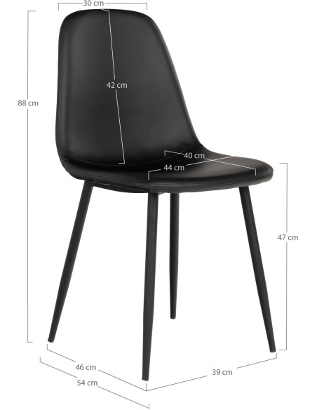 Chaise moderne Polyuréthane Noir Métal Noir Stockholm (Lot de 2) - 6