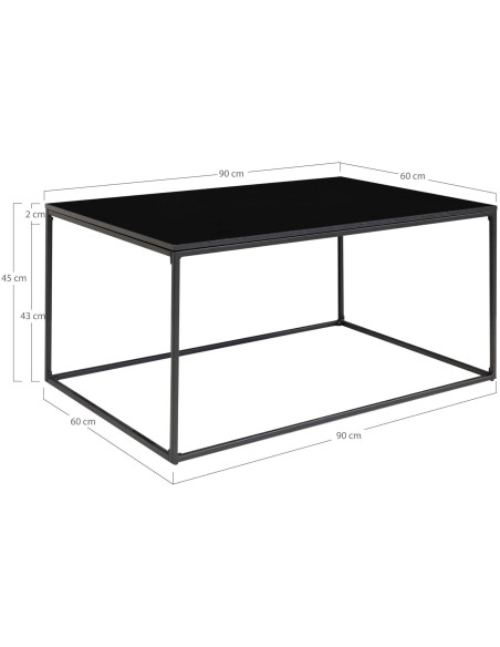 Table basse moderne Rectangulaire Métal Panneau de particules Feuille de mélamine Noir Vita - 5