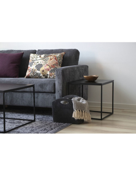 Table d'appoint moderne Carrée Métal Panneau de particules Feuille de mélamine Noir Vita - 7