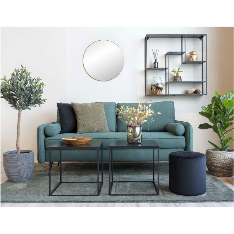 Table d'appoint moderne Carrée Métal Panneau de particules Feuille de mélamine Noir Vita - 8