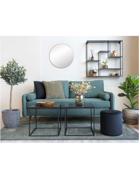 Table d'appoint moderne Carrée Métal Panneau de particules Feuille de mélamine Noir Vita - 8