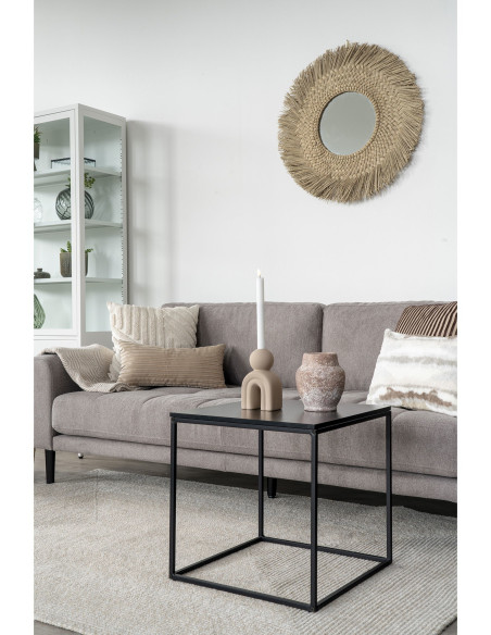 Table d'appoint moderne Carrée Métal Panneau de particules Feuille de mélamine Noir Vita - 9