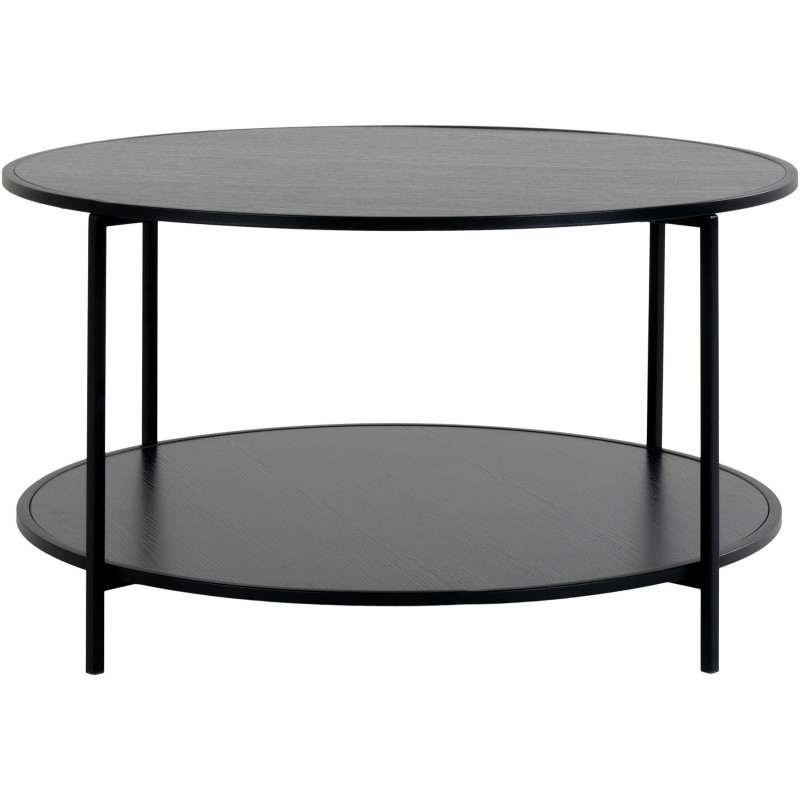 Table basse moderne Ronde 1 étagère Métal Panneau de particules Feuille de mélamine Noir Vita - 3