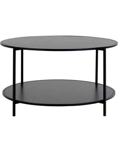 Table basse moderne Ronde 1 étagère Métal Panneau de particules Feuille de mélamine Noir Vita - 3