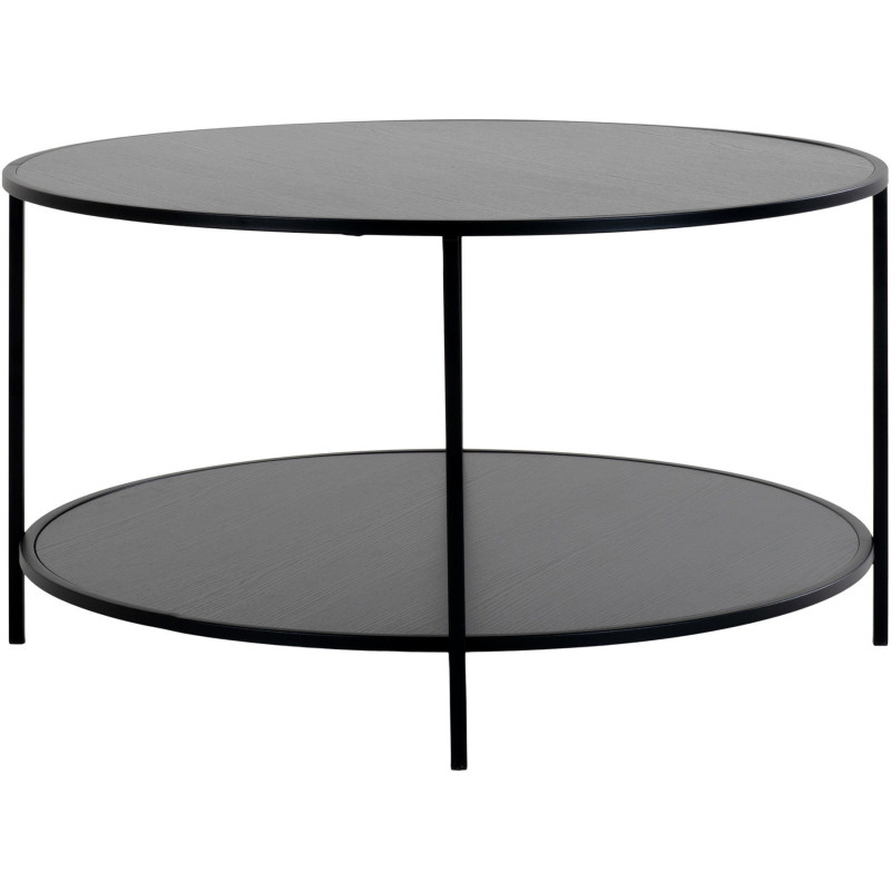 Table basse moderne Ronde 1 étagère Métal Panneau de particules Feuille de mélamine Noir Vita - 4