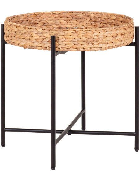 Table d'appoint bord de mer Ronde Jacinthe d'eau Naturel Métal Noir Naro - 3