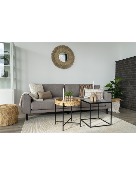 Table d'appoint bord de mer Ronde Jacinthe d'eau Naturel Métal Noir Naro - 7