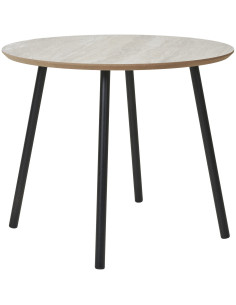 Table basse moderne Ronde Bois Beige Effet travertin Métal Noir Alost - 1